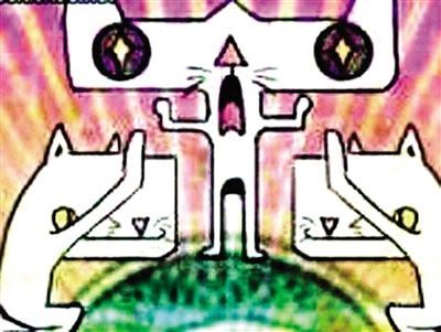 100元人民币放大图 网友拟画的"跪拜猫"图 央行称百元钞跪拜猫图是