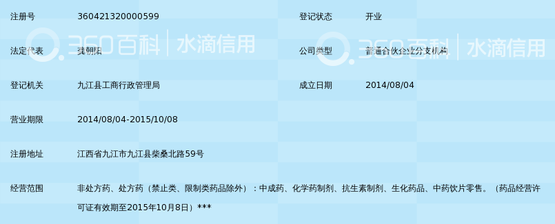 九江县春燕大药房(普通合伙)柴桑店_360百科