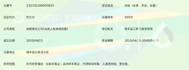 禄丰县鸿丰汽车出租有限责任公司_360百科