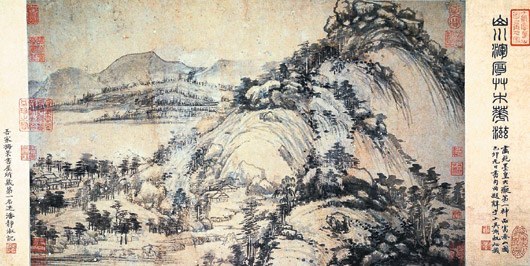 图有1669年王廷宾的题跋,说明1650年吴洪裕火烧"富春山居图"的故事