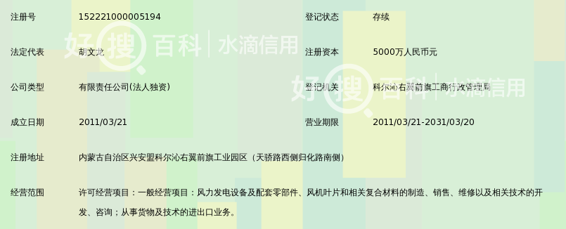 兴安盟艾郎风电科技发展有限公司